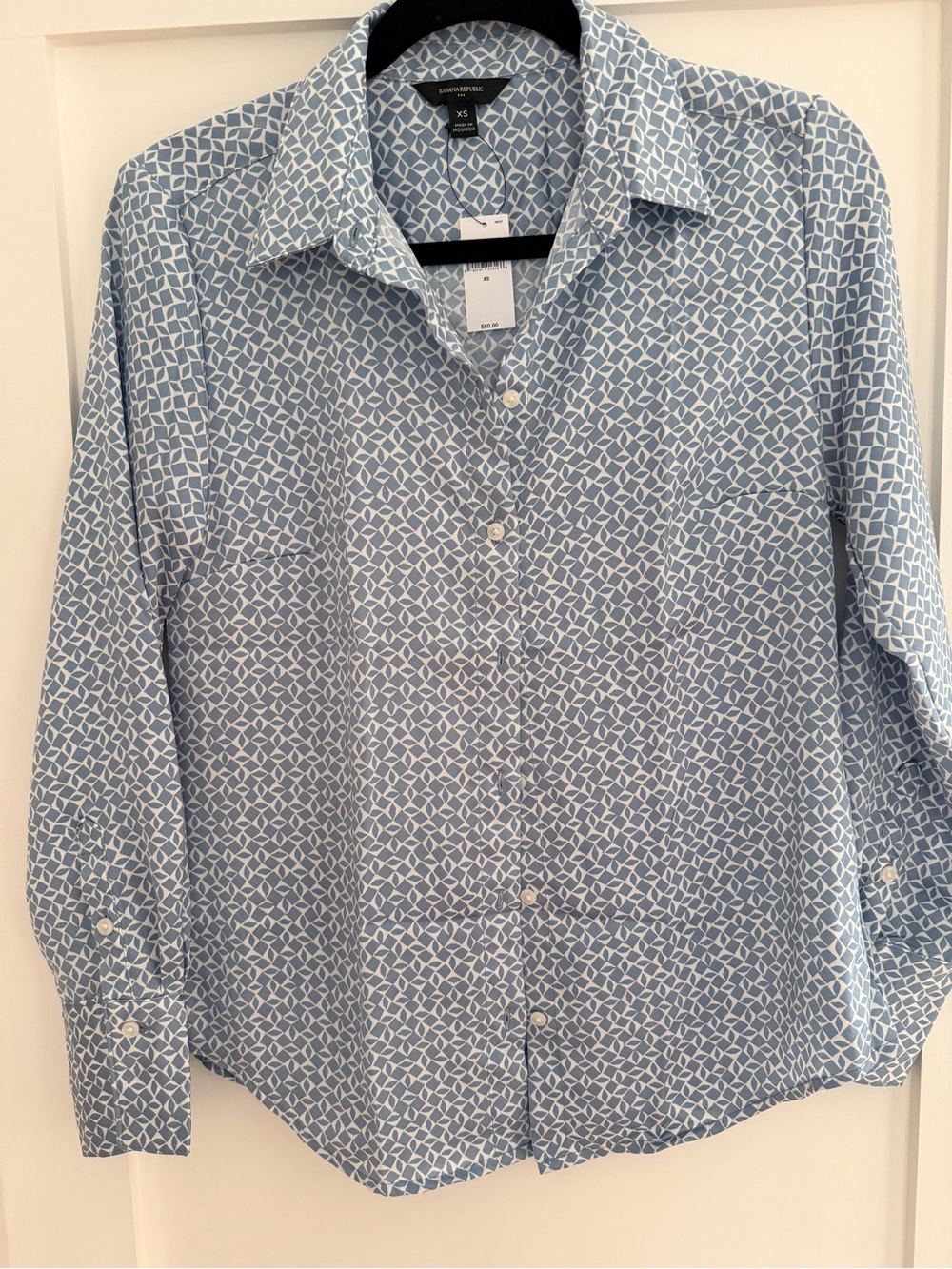 Banana Republic Light Blue Geometric Print Women's Blouse